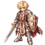 A RebirthRO Knight with a broadsword and shield